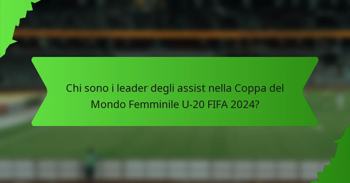 Chi sono i leader degli assist nella Coppa del Mondo Femminile U-20 FIFA 2024?