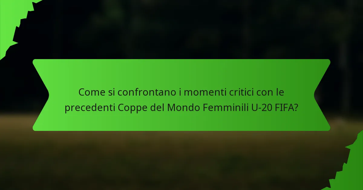 Come si confrontano i momenti critici con le precedenti Coppe del Mondo Femminili U-20 FIFA?