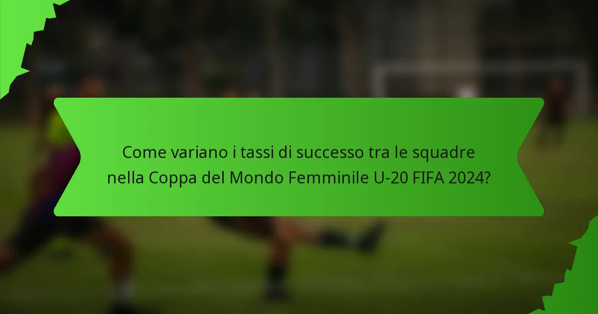 Come variano i tassi di successo tra le squadre nella Coppa del Mondo Femminile U-20 FIFA 2024?