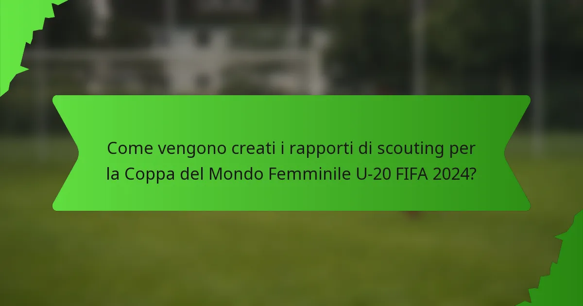 Come vengono creati i rapporti di scouting per la Coppa del Mondo Femminile U-20 FIFA 2024?