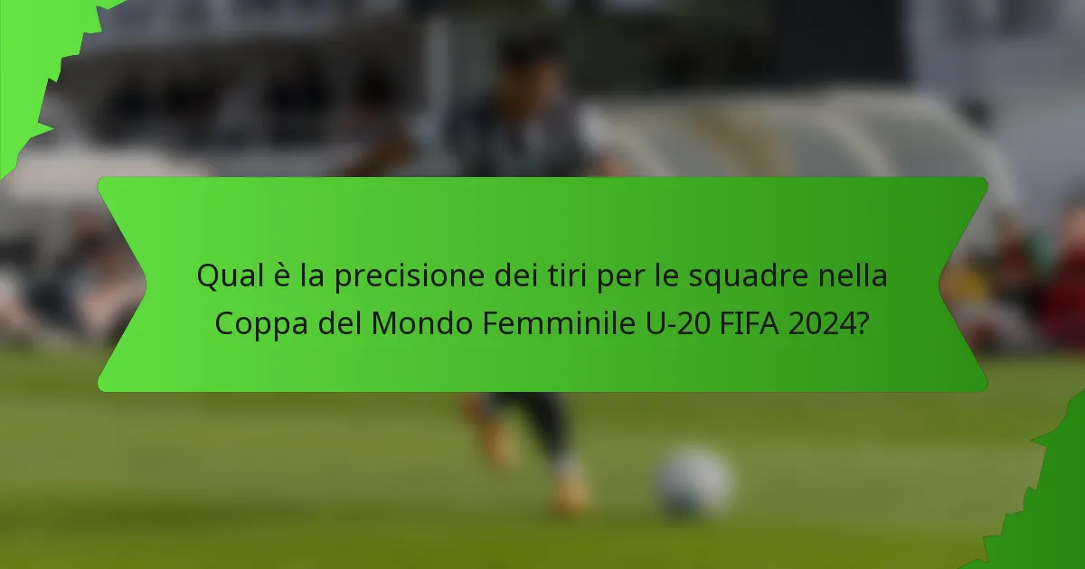 Qual è la precisione dei tiri per le squadre nella Coppa del Mondo Femminile U-20 FIFA 2024?