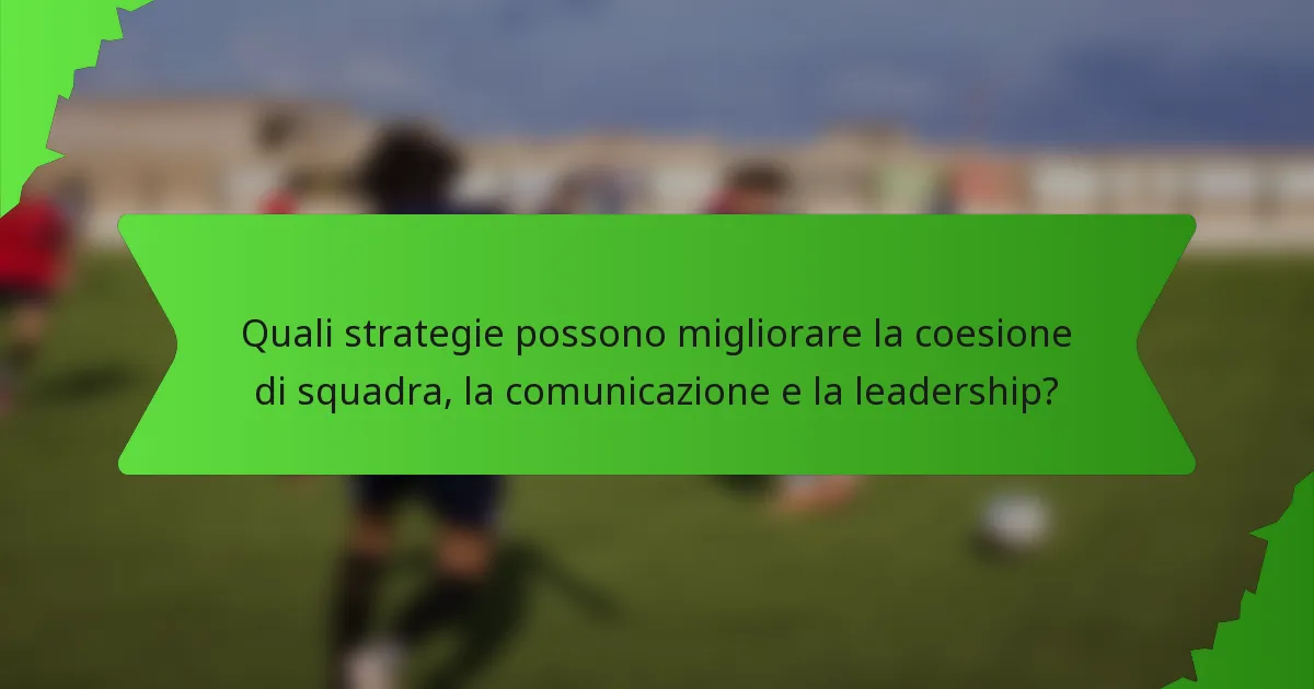 Quali strategie possono migliorare la coesione di squadra, la comunicazione e la leadership?